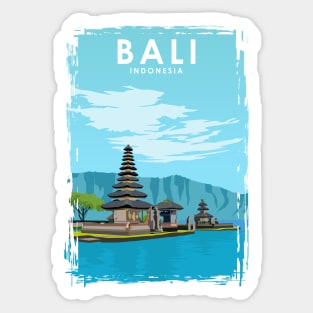 Bali Indonesia Vintage Minimal Temple Travel Poster Sticker